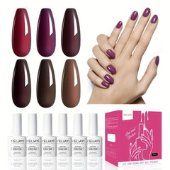 6 Colors Gel Nail Polish Starter Kit Purple Brown Collection