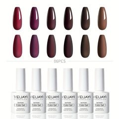 6 Colors Gel Nail Polish Starter Kit Purple Brown Collection