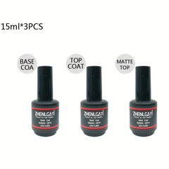 3pcs Long Lasting Top Coats Set for DIY Nail Polish 15ml