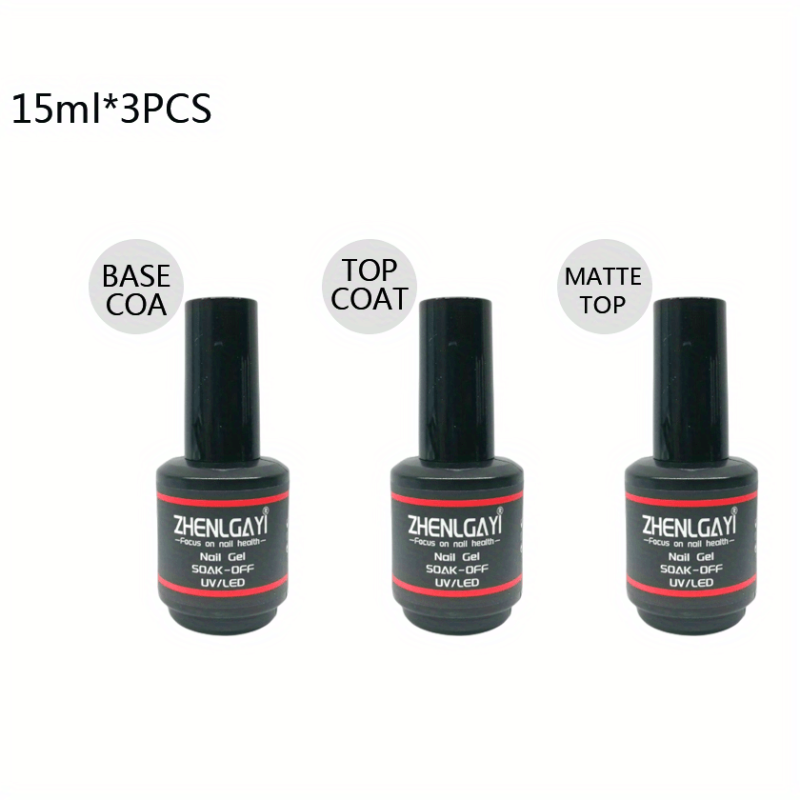 3pcs Long Lasting Top Coats Set for DIY Nail Polish 15ml
