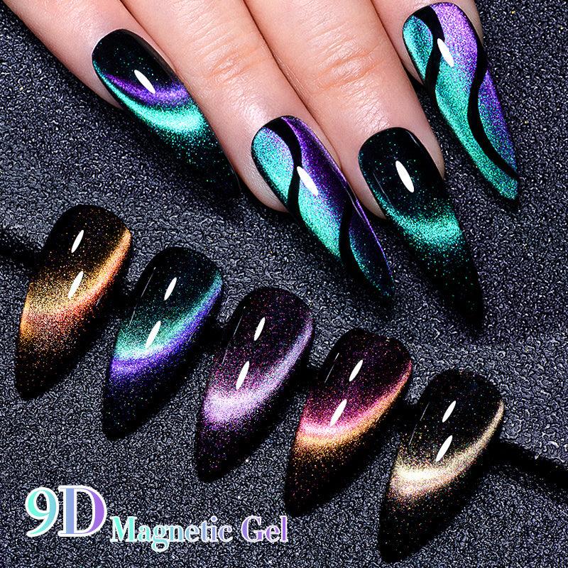 9D Cat Eye Gel Nail Polish Set 5 Pcs with Magnet Stick