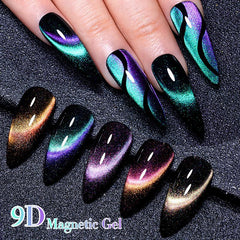 9D Cat Eye Gel Nail Polish Set 5 Pcs with Magnet Stick