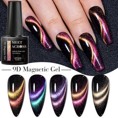 9D Cat Eye Gel Nail Polish Set 5 Pcs with Magnet Stick