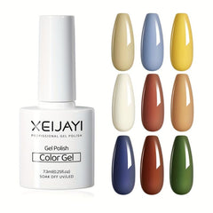 Gel Nail Polish Starter Kit 9 Colors Nude Brown Green Soak Off