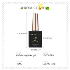 12 Colors Reflective Glitter Gel Polish for Nail Art