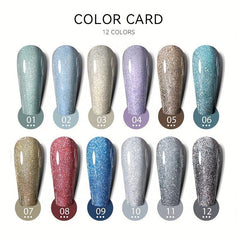 12 Colors Reflective Glitter Gel Polish for Nail Art