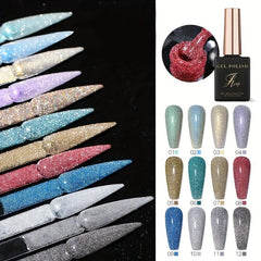 12 Colors Reflective Glitter Gel Polish for Nail Art