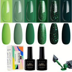 Long Lasting Glitter Gel Nail Polish Set 6 Colors Soak Off Salon & DIY Gift