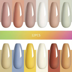 Gel Nail Polish Starter Kit 12 Colors Nude Brown No Wipe Set
