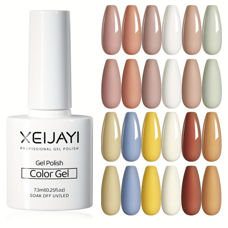 Gel Nail Polish Starter Kit 12 Colors Nude Brown No Wipe Set