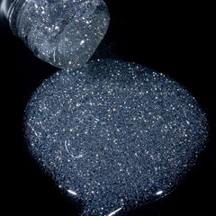 2-In-1 Sparkling Silver Glitter Gel Polish - Top Coat No Wipe Varnish