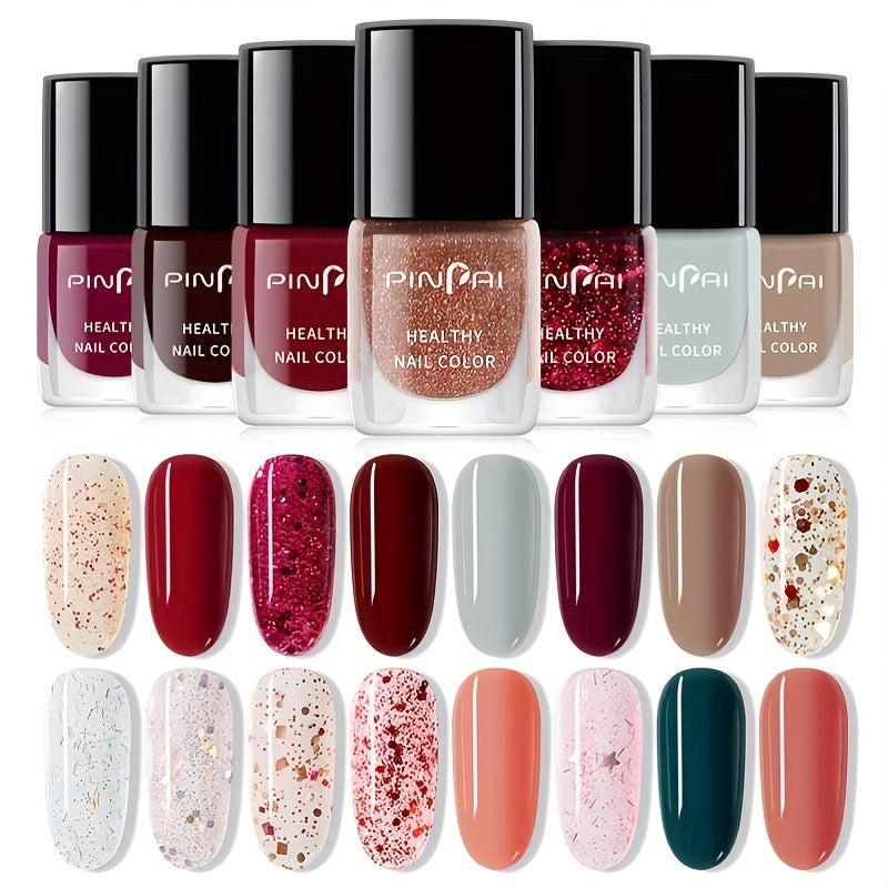 Red Pink Burgundy Nail Polish Sequin Lacquer