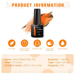 Jelly Amber Gel Nail Polish Crystal Transparent Gel Polish For Halloween