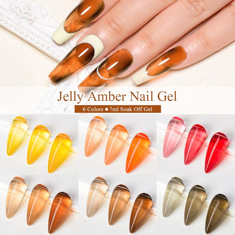 Jelly Amber Gel Nail Polish Crystal Transparent Gel Polish For Halloween