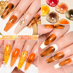 Jelly Amber Gel Nail Polish Crystal Transparent Gel Polish For Halloween