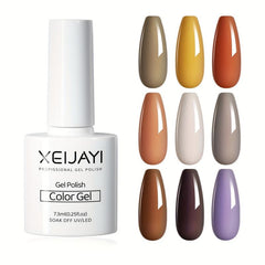 9 Colors Brown Purple Gel Nail Polish Starter Kit Soak Off No Wipe