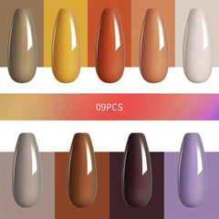 9 Colors Brown Purple Gel Nail Polish Starter Kit Soak Off No Wipe