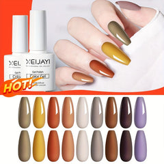 9 Colors Brown Purple Gel Nail Polish Starter Kit Soak Off No Wipe