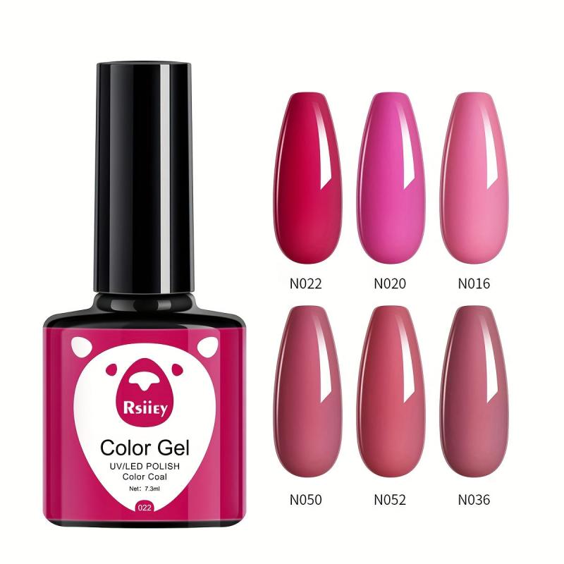 Red Pink Gel Nail Polish Starter Kit 6 Colors Soak Off No Wipe Set