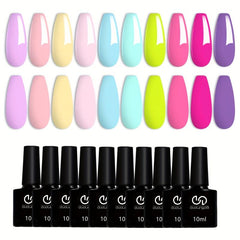 Macaron Gel Nail Polish Set 10pcs Unicorn Tones Soak Off DIY Manicure Set