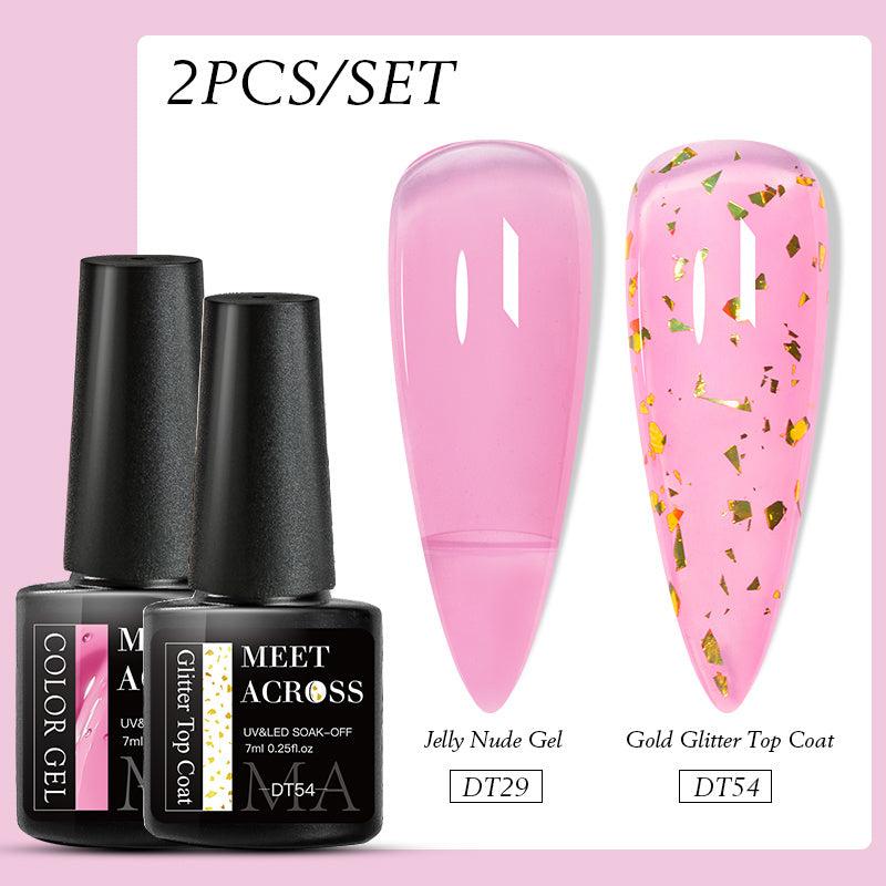 Glitter Eggshell Gel Polish Set with Top Coat