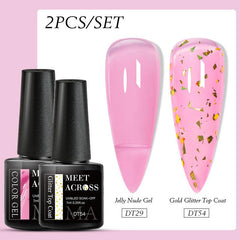 Glitter Eggshell Gel Polish Set with Top Coat