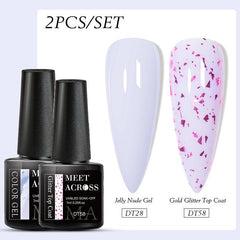 Glitter Eggshell Gel Polish Set with Top Coat