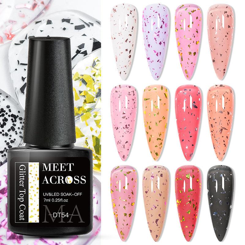 Glitter Eggshell Gel Polish Set with Top Coat