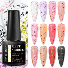 Glitter Eggshell Gel Polish Set with Top Coat