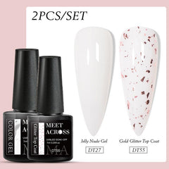 Glitter Eggshell Gel Polish Set with Top Coat
