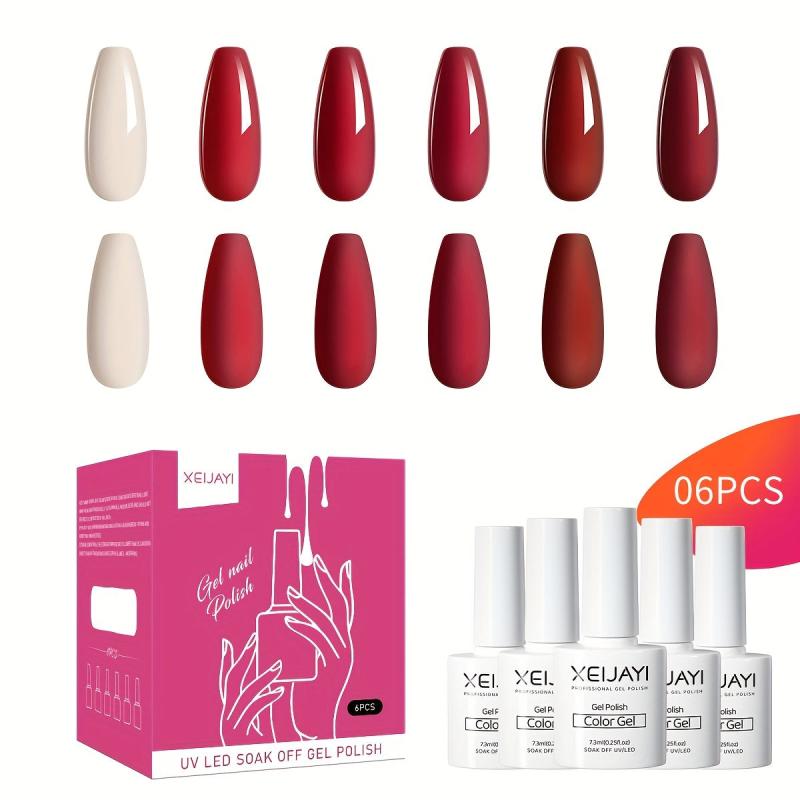 6 Colors Gel Nail Polish Starter Kit Soak Off No Wipe Nail G