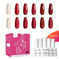 6 Colors Gel Nail Polish Starter Kit Soak Off No Wipe Nail G