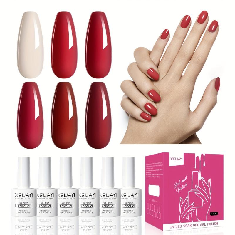 6 Colors Gel Nail Polish Starter Kit Soak Off No Wipe Nail G