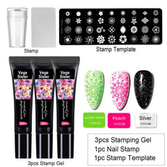 5pcs Nail Art Stamping Gel Kit Set 3 Stamp Gel Soak Off Washable Uv Nail Gel