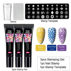5pcs Nail Art Stamping Gel Kit Set 3 Stamp Gel Soak Off Washable Uv Nail Gel