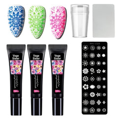 5pcs Nail Art Stamping Gel Kit Set 3 Stamp Gel Soak Off Washable Uv Nail Gel