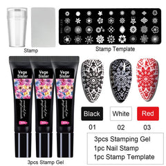 5pcs Nail Art Stamping Gel Kit Set 3 Stamp Gel Soak Off Washable Uv Nail Gel