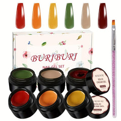 6 Colors Cream Mud Gel Nail Polish Palette Salon Art Set for DIY