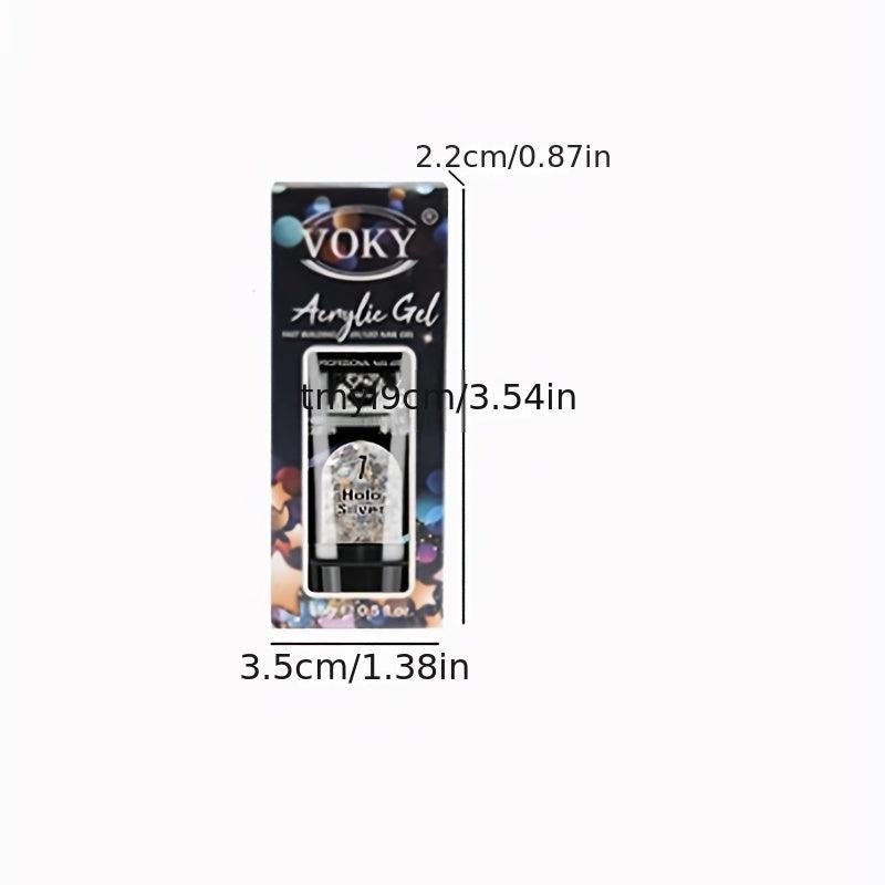 5pcs Reflective Glitter Nail Gel Kit + File Brush, 24pcs Tips for Acrylic Nail