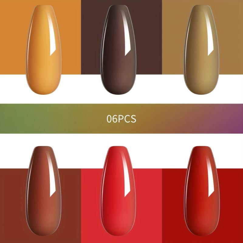 6 Colors Gel Nail Polish Set Soak Off No Wipe Nail Gel Pol