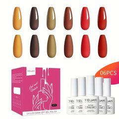 6 Colors Gel Nail Polish Set Soak Off No Wipe Nail Gel Pol