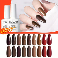 9 Colors Fall Brown Gel Nail Polish Starter Kit Soak Off No Wipe Set