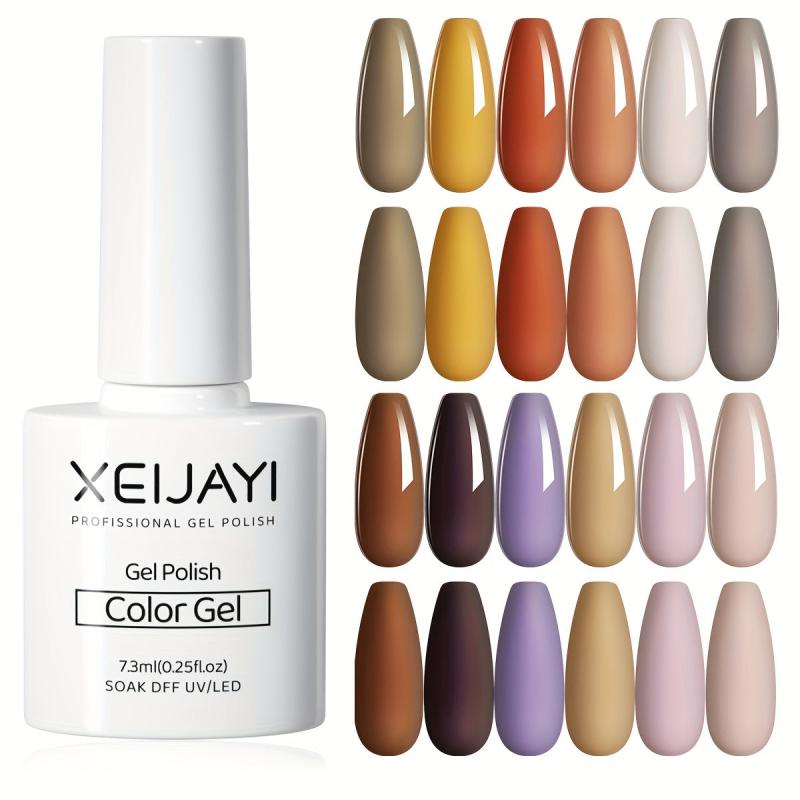 12 Colors Nude Brown Gel Nail Polish Starter Kit, No Wipe Soak Off Set