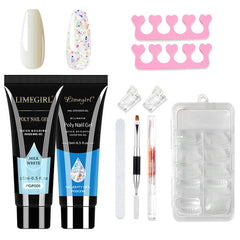 10pcs Poly Nail Extension Gel Kit with Builder Glue Nail File Brush and Forms