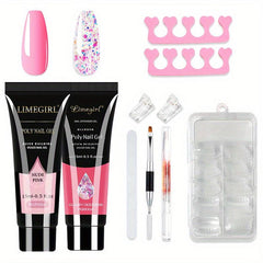 10pcs Poly Nail Extension Gel Kit with Builder Glue Nail File Brush and Forms