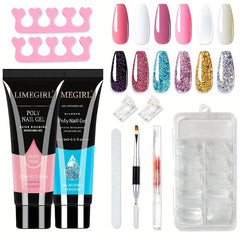 10pcs Poly Nail Extension Gel Kit with Builder Glue Nail File Brush and Forms