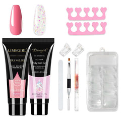 10pcs Poly Nail Extension Gel Kit with Builder Glue Nail File Brush and Forms