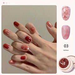 Glitter Sequins Gel Nail Polish Set, Solid Gel Paint Kit for Nail Art