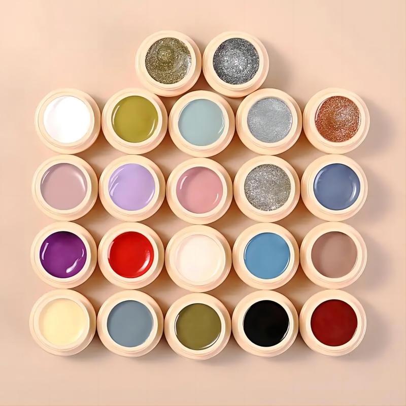 Glitter Sequins Gel Nail Polish Set, Solid Gel Paint Kit for Nail Art