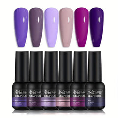 6-Piece Purple Gel Nail Polish Set 8ml - Starter Set for Gel Varnish